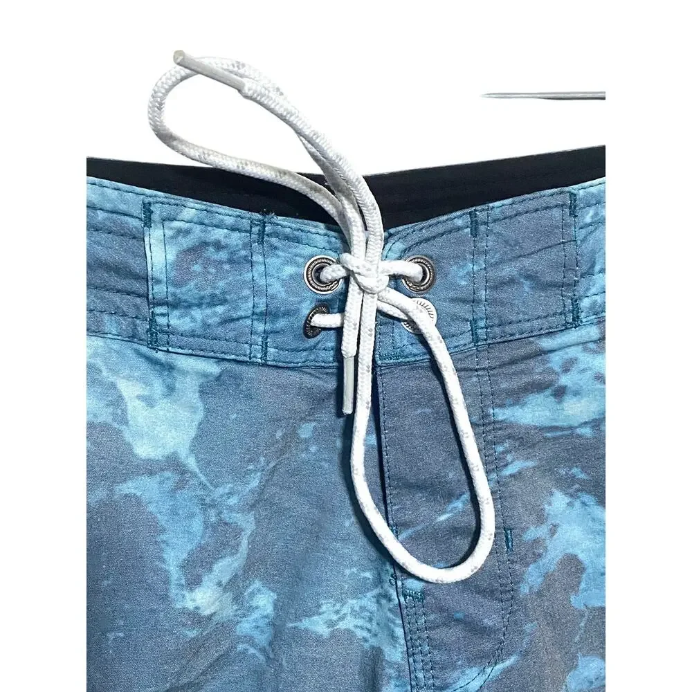 Billabong Blue Marble Tie Dye Board Shorts Mens 28 Lo Tide Coastal Swim Vacation